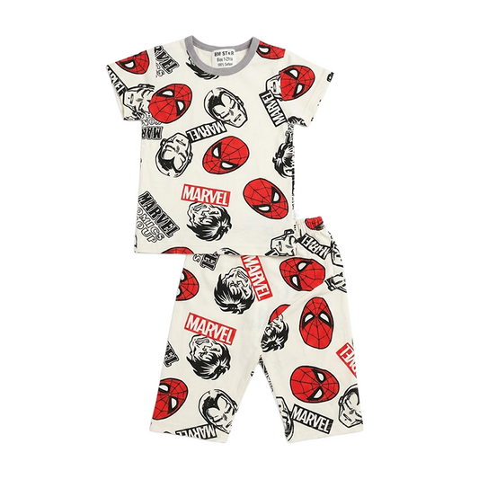 Boys Marvel Half Sleeves Shorts Set