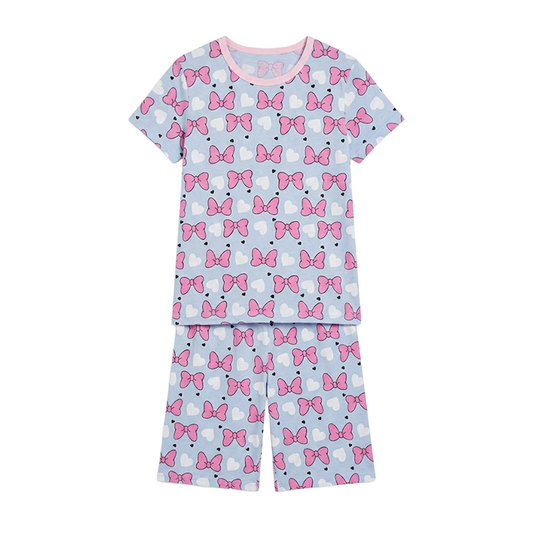 Girls Minnie Mouse Bow Half Sleeves Shorts Set