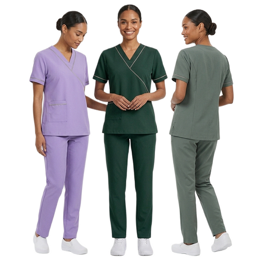 Maid's Wrap-Style V-Neck Uniform Set