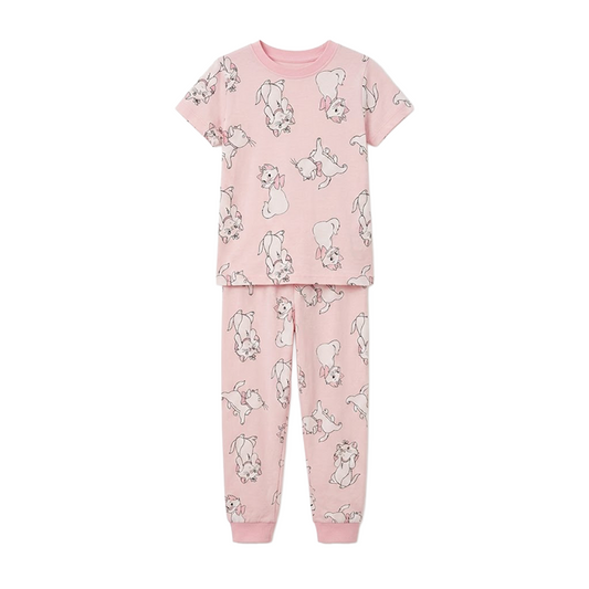 Girls Soft Pink Character Half Sleeves Pyjama Set