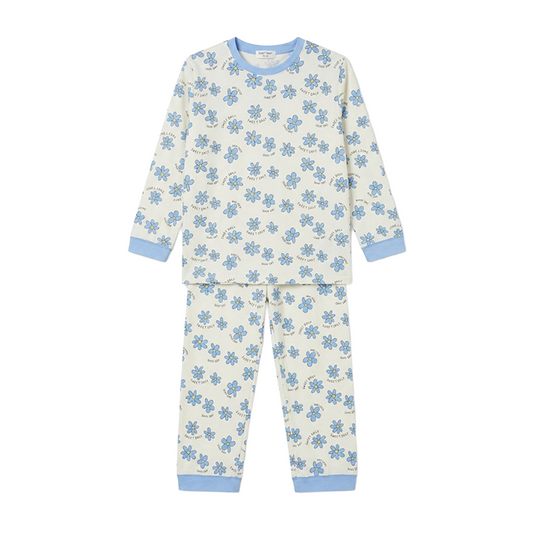 Women Blue Floral Print Full Sleeves Pyjama Set