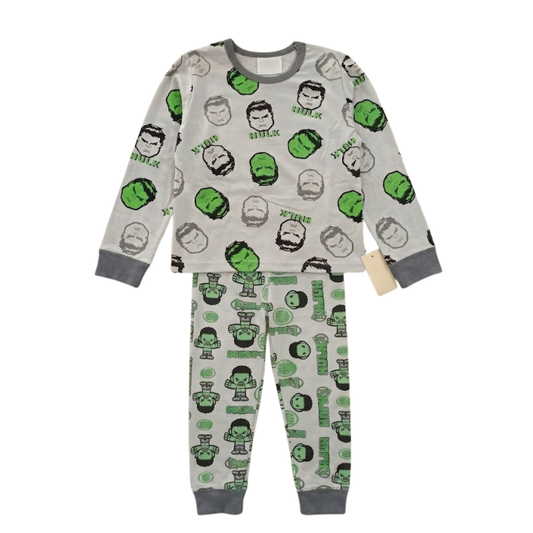 Boys Grey Hulk Pajama Set | Long Sleeve Cotton Sleepwear