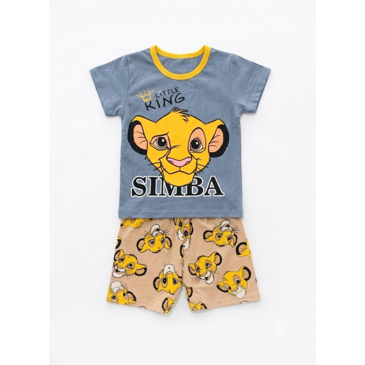 Boys Simba Print T-Shirt & Shorts Set Kids Cotton Outfit