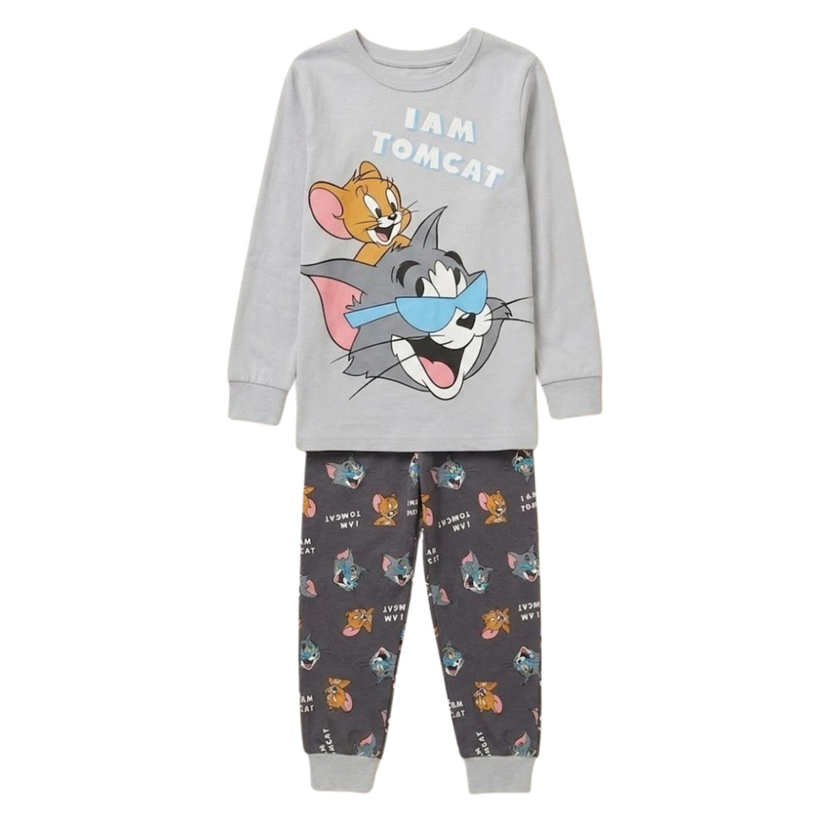 Boys Tom and Jerry Pajama Set | Grey Long Sleeve Sleepwear