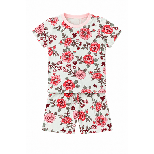 Girls Floral Cotton T-Shirt & Shorts Set | Kids Summer Wear