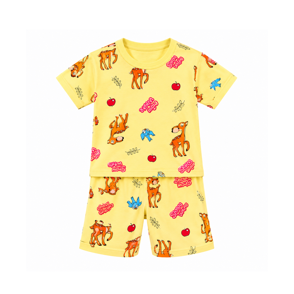 Kids Yellow Animal Print T-Shirt & Shorts Set | Boys Outfit