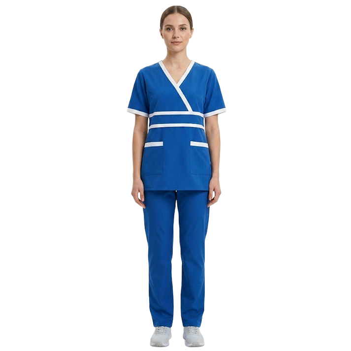 Maid's Contrast Mock-Wrap Waistband Uniform Set