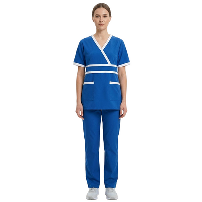 Maid's Contrast Mock-Wrap Waistband Uniform Set
