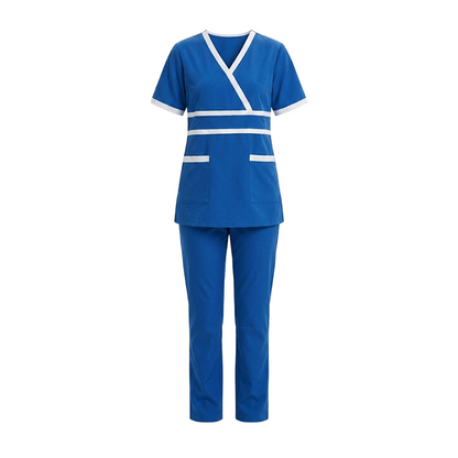 Maid's Contrast Mock-Wrap Waistband Uniform Set