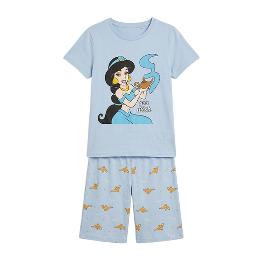 Girls Disney Princess Jasmine Half Sleeves Shorts Set