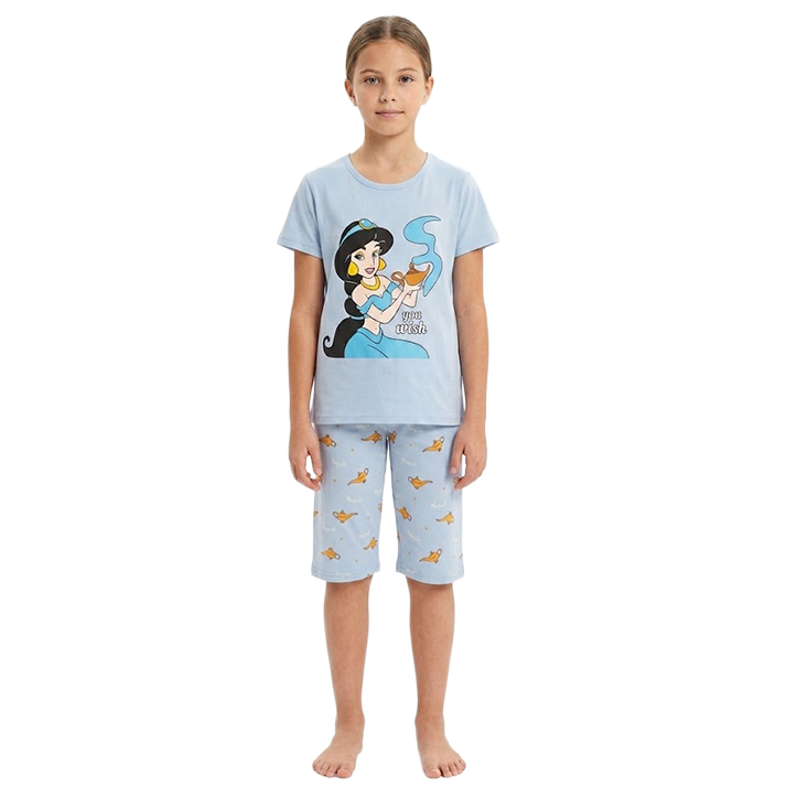 Girls Disney Princess Jasmine Half Sleeves Shorts Set