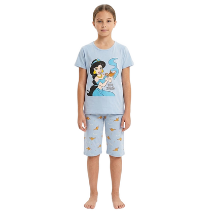 Girls Disney Princess Jasmine Half Sleeves Shorts Set