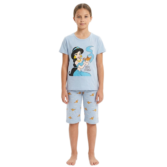 Girls Disney Princess Jasmine Half Sleeves Shorts Set