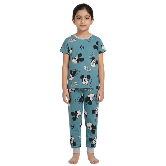 Girls Iconic Mickey Mouse Half Sleeves Pyjama Set
