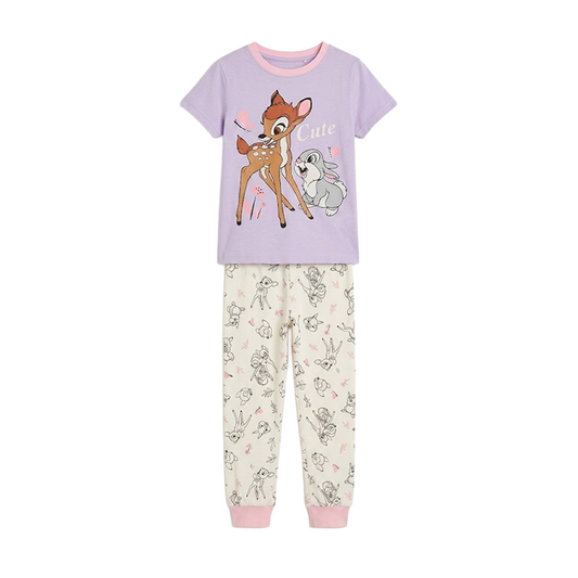 Girls Bambi & Thumper Half Sleeves Pyjama Set