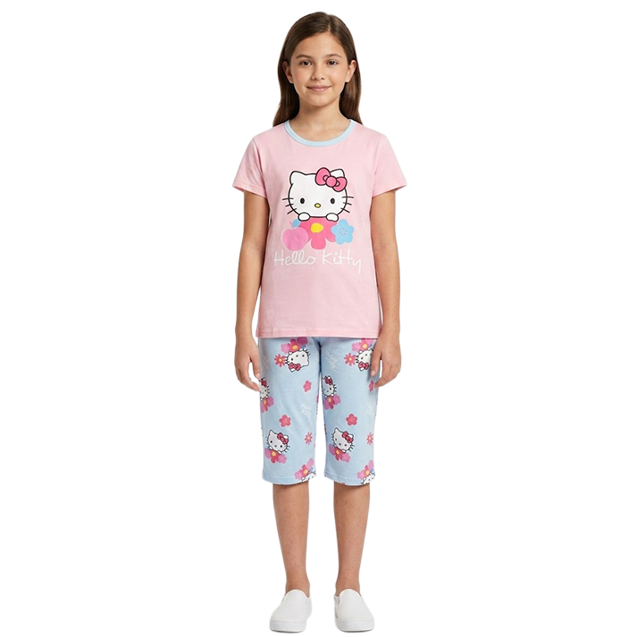 Girls Sanrio Hello Kitty Half Sleeves Shorts Set