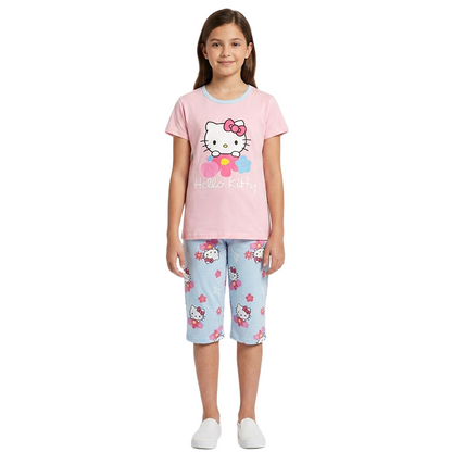 Girls Sanrio Hello Kitty Half Sleeves Shorts Set