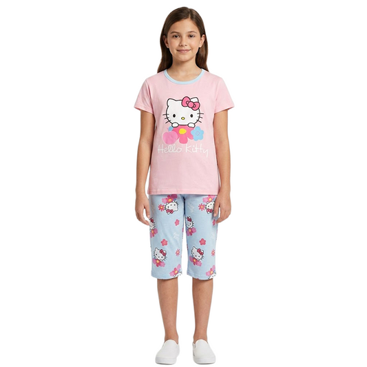Girls Sanrio Hello Kitty Half Sleeves Shorts Set