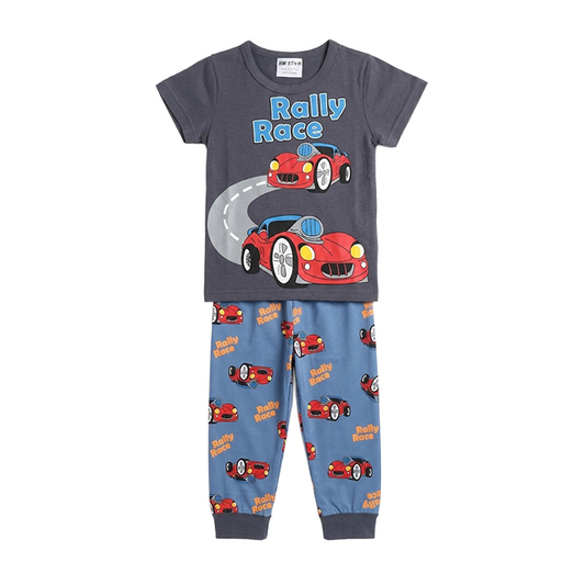 Boys Rally Race Track Half Sleeves Pyjama Set