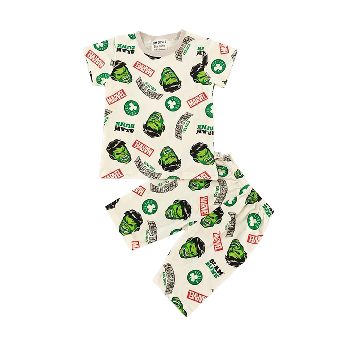 Boys Hulk Half Sleeves Shorts Set