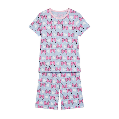 Girls Minnie Mouse Bow Half Sleeves Shorts Set