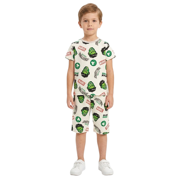 Boys Hulk Half Sleeves Shorts Set