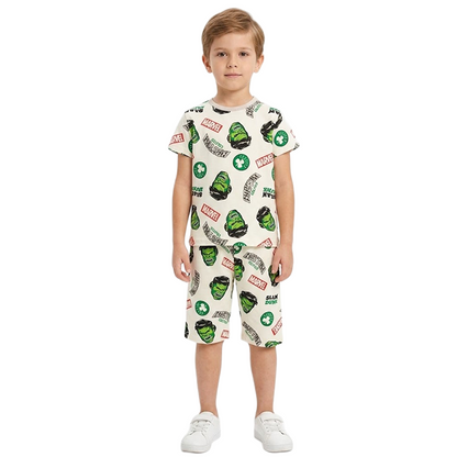 Boys Hulk Half Sleeves Shorts Set