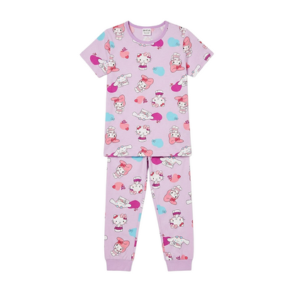 Girls Kitty Half Sleeves Pyjama Set