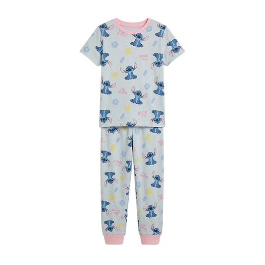 Girls Stitch Printed Half Sleeves Pyjama Set