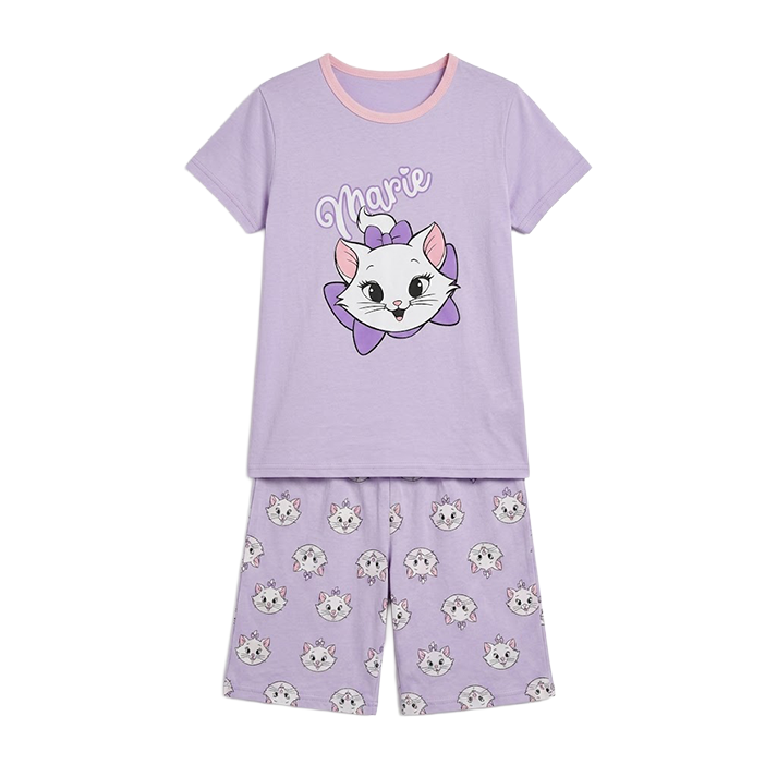Girls Disney Marie Half Sleeves Shorts Set