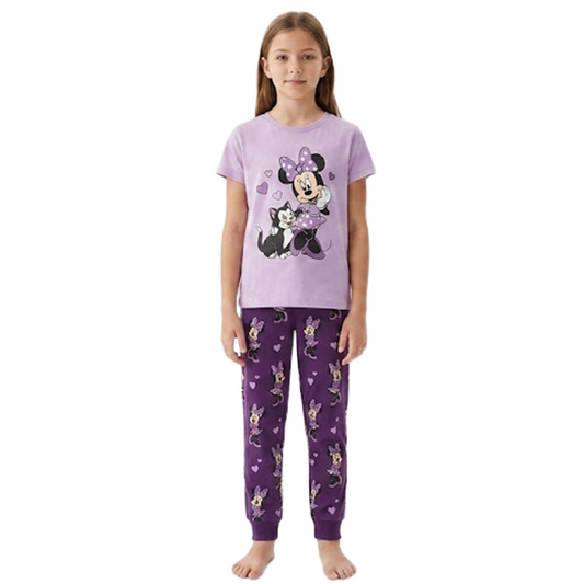 Girls Minnie Mouse Half Sleeves Pyjama Set