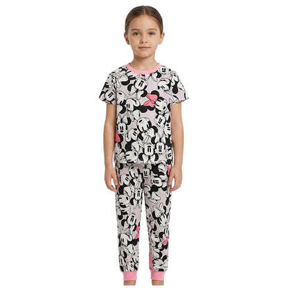 Girls Minnie Mouse Half Sleeves Pyjama Set