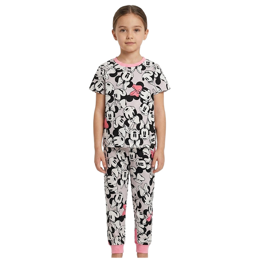 Girls Minnie Mouse Half Sleeves Pyjama Set