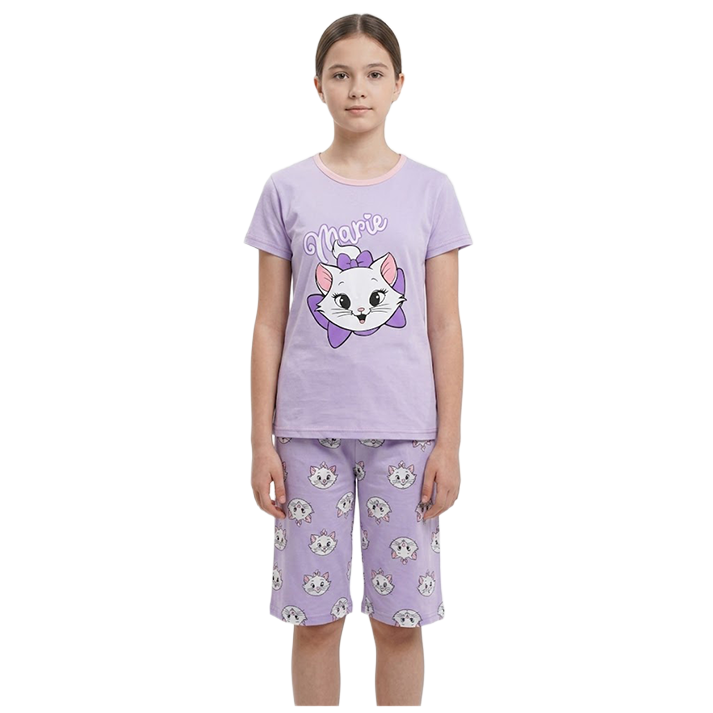 Girls Disney Marie Half Sleeves Shorts Set