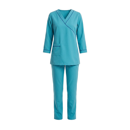Maid's Asymmetric Mock-Wrap Uniform Set