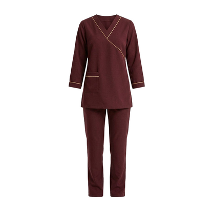 Maid's Asymmetric Mock-Wrap Uniform Set