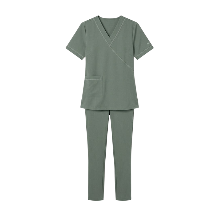 Maid's Wrap-Style V-Neck Uniform Set