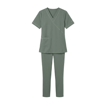 Maid's Wrap-Style V-Neck Uniform Set