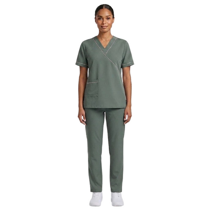 Maid's Wrap-Style V-Neck Uniform Set