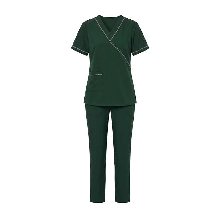 Maid's Wrap-Style V-Neck Uniform Set