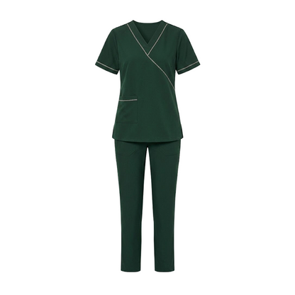 Maid's Wrap-Style V-Neck Uniform Set