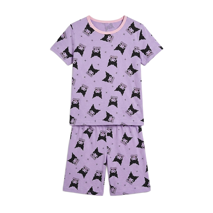 Girls Sanrio Kuromi Half Sleeves Shorts Set