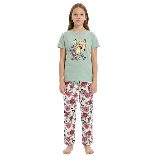 Girls Disney Bambi Half Sleeves Pyjama Set
