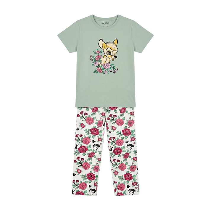 Girls Disney Bambi Half Sleeves Pyjama Set