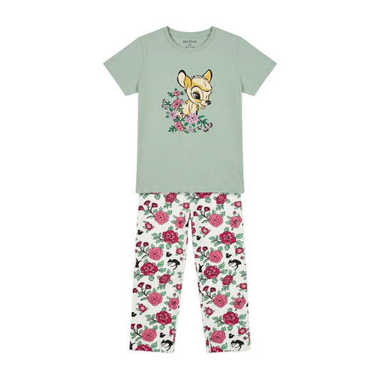 Girls Disney Bambi Half Sleeves Pyjama Set