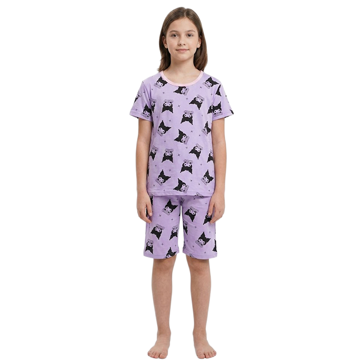 Girls Sanrio Kuromi Half Sleeves Shorts Set