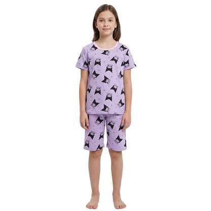 Girls Sanrio Kuromi Half Sleeves Shorts Set