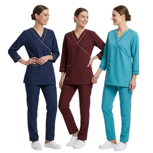 Maid's Asymmetric Mock-Wrap Uniform Set