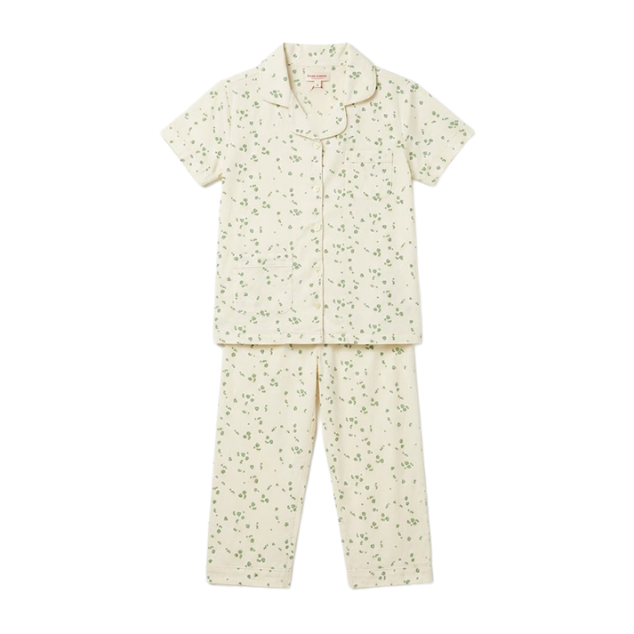 Women Pale Beige Half Sleeves Pyjama Set
