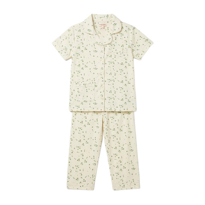 Women Pale Beige Half Sleeves Pyjama Set